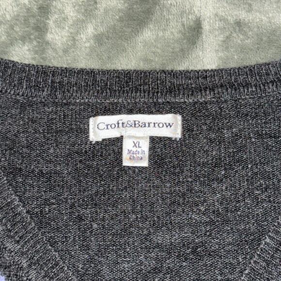 Croft & Borrow Gray & Lavender Purple Argyle Long Sleeve Pullover Sweater XL - Picture 9 of 10